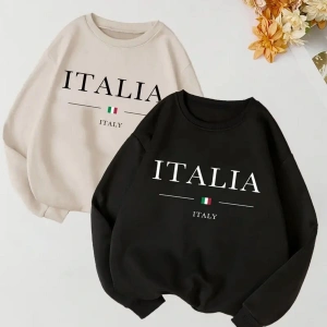 Renkli Biskilet Yaka Sweatshirt Çift Sevgili Kombinleri Couple Clothing