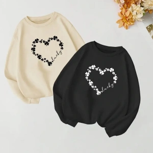Renkli Biskilet Yaka Sweatshirt Çift Sevgili Kombinleri Couple Clothing