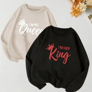Renkli Biskilet Yaka Sweatshirt Çift Sevgili Kombinleri Couple Clothing