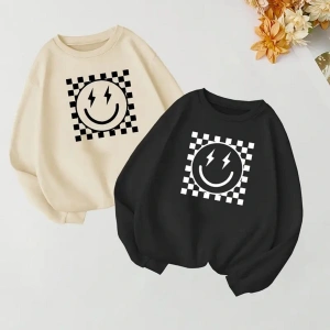 Renkli Biskilet Yaka Sweatshirt Çift Sevgili Kombinleri Couple Clothing