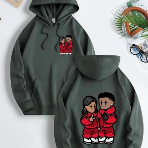 Renkli Kapşonlu Sweatshirt Çift Sevgili Kombinleri Couple Clothing