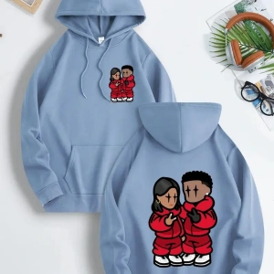 Renkli Kapşonlu Sweatshirt Çift Sevgili Kombinleri Couple Clothing