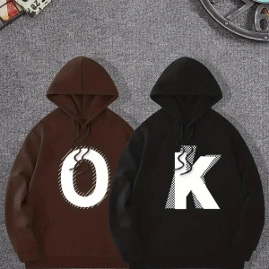 Renkli Kapşonlu Sweatshirt Çift Sevgili Kombinleri Couple Clothing