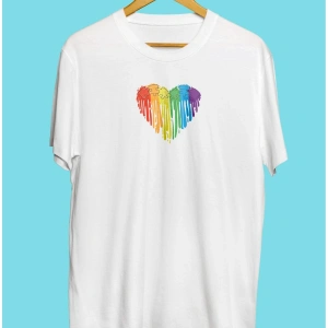 Renkli Yapboz Kalp Lgbt Tasarım Baskılı Unisex Tişört