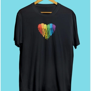 Renkli Yapboz Kalp Lgbt Tasarım Baskılı Unisex Tişört