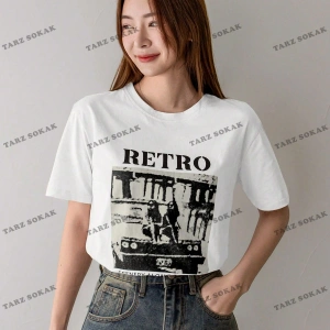 RETRO Baskılı Oversize Kalıp Unisex T-shirt