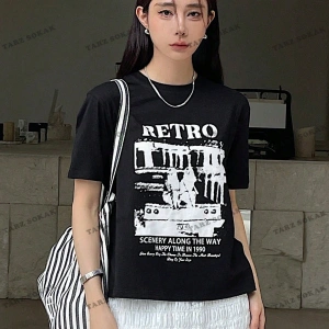 RETRO Baskılı Oversize Kalıp Unisex T-shirt