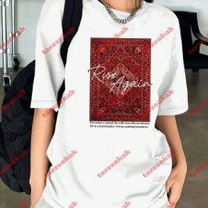 Rise Again Baskılı Oversize Unisex Beyaz