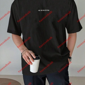 Rıver Erkek Nakış Işlemeli Oversize %100 Organik Pamuk Örme  Beyaz