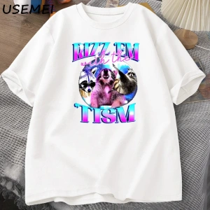 Rizz Em ile Tism komik T Shirt erkekler Vintage rakun Bootleg T-Shirt Tees kısa kollu p 2919
