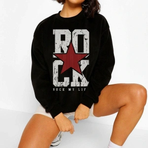 Rock Oversize Siyah Sweatshirt Tarzsokak196