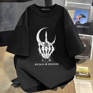 Rock Serisi Black Blood Baskılı Unisex Oversize