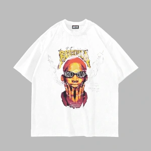 Rodzilla Baskılı Oversize Unisex Beyaz