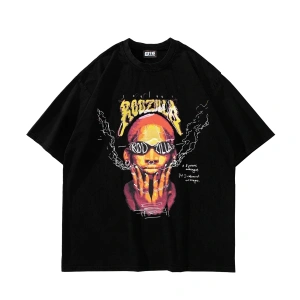 Rodzilla Baskılı Oversize Unisex Siyah