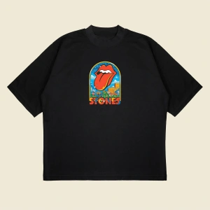 Rolling Stones Atlanta Baskılı Oversize Unisex Pamuklu Nefes Alan Kalın Kumaşlı