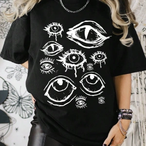 ROMWE Ağaç Desenli Düşük Omuz Tişört