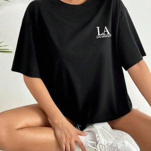 ROMWE Ağaç Desenli Düşük Omuz Tişört