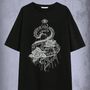 ROMWE Goth Yılan Grafikli Büyük Boy Tişört