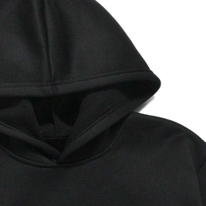 ROMWE Guys Car & Japanese Letter Graphic Drawstring Hoodie Siyah