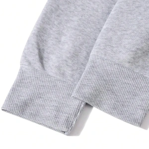 ROMWE Guys Figure & Slogan Graphic Drawstring Lined Hoodie Gri