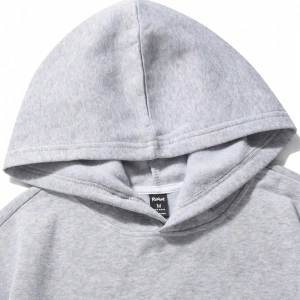 ROMWE Guys Figure & Slogan Graphic Drawstring Lined Hoodie Gri