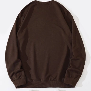 ROMWE Guys Ghost & Slogan Graphic Sweatshirt Kahverengi