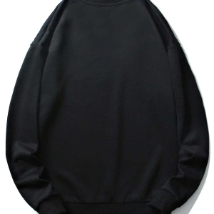 ROMWE Guys Letter Skull Graphic Sweatshirt Siyah