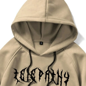 ROMWE Guys Skeleton Print Kangaroo Pocket Drawstring Hoodie Haki