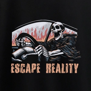 ROMWE X doppaintid Grunge Punk Letter Skull Graphic Sweatshirt Siyah