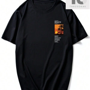 RSRT Erkek Hindistan Cevizi Ağacı ve Slogan Grafikli Tişört