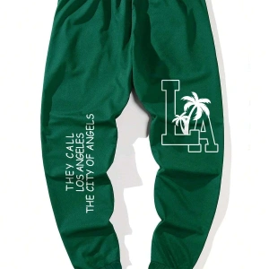 RSRT Letter Graphic Drawstring Waist Eşofman Altı