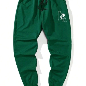 RSRT Letter Graphic Drawstring Waist Eşofman Altı