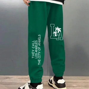 RSRT Letter Graphic Drawstring Waist Eşofman Altı