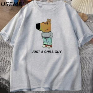 Sadece Bir Chill Guy Erkekler için T-shirt Komik Meme Grafik T Shirt Pamuk Rahat Kısa Kollu G 2795