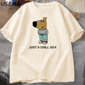 Sadece Bir Chill Guy Erkekler için T-shirt Komik Meme Grafik T Shirt Pamuk Rahat Kısa Kollu G 2795
