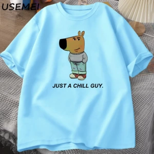 Sadece Bir Chill Guy Erkekler için T-shirt Komik Meme Grafik T Shirt Pamuk Rahat Kısa Kollu G 2795