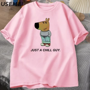 Sadece Bir Chill Guy Erkekler için T-shirt Komik Meme Grafik T Shirt Pamuk Rahat Kısa Kollu G 2795