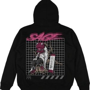 Sage Siyah Oversize Unisex Kapüşonlu Sweatshirt Hoodie