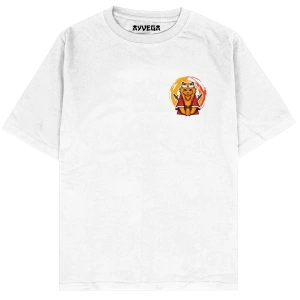 Samurai Cat Beyaz Oversize Unisex T-shirt