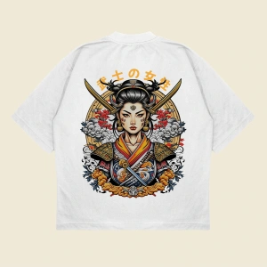 Samuraigirl Baskılı Oversize Unisex Pamuklu Nefes Alan Kalın Kumaşlı