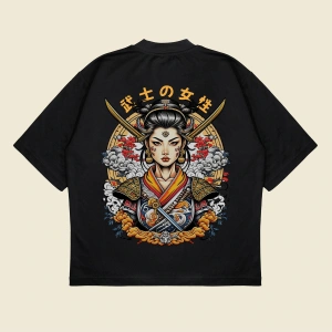 Samuraigirl Baskılı Oversize Unisex Pamuklu Nefes Alan Kalın Kumaşlı