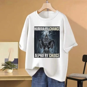 Şans eseri yeni insan alfa seçim kurt komik Meme T shirt kadın erkek pamuk Vintage gevşek kıs