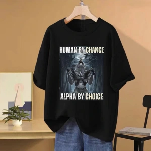Şans eseri yeni insan alfa seçim kurt komik Meme T shirt kadın erkek pamuk Vintage gevşek kıs