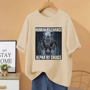 Şans eseri yeni insan alfa seçim kurt komik Meme T shirt kadın erkek pamuk Vintage gevşek kıs
