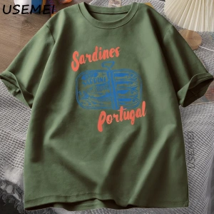 Sardalya Kalaylı Balık T-Shirt Portekiz Tshirt Vintage Seyahat Balık TGrafik Tee Avru 2843