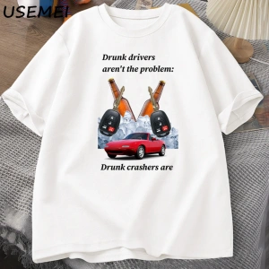 Sarhoş sürücüleri erkek tişört komik T Shirt sarhoş sürüş moda kısa kollu T-shirt pamuk erkek 2969