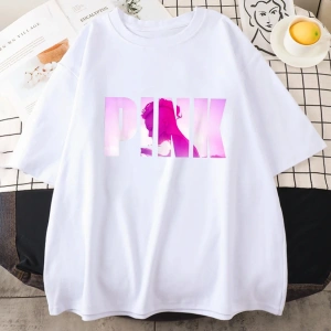 Şarkıcı P!nk pembe yaz rahat T shirt saf pamuk kısa kollu t-shirt erkekler kadınlar boy