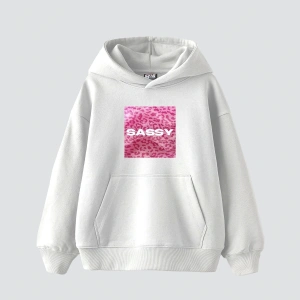 Sassy Baskılı Oversize Unisex Beyaz