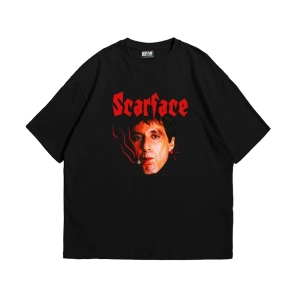Scarface Baskılı Oversize Unisex Siyah