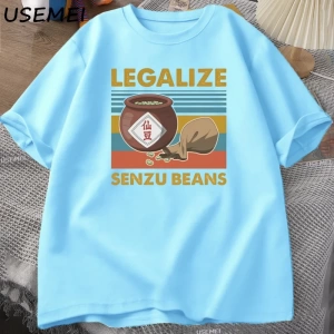 Senzu Fasulye TErkek Kadın Pamuk Büyük Boy Komik Grafik Tees Yaz Üstleri Vintage Bask 3077